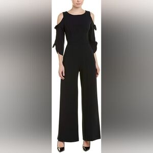 Donna Morgan Women's Black Tie Sleeve Cold Shoulder Romper Jumpsuit Size 12 NWT